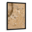Mapa vintage sepia del centro de Dusseldorf, Alemania - Rosana Laiz Blursbyai | Cuadro decorativo de Canvas Lab
