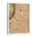 Mapa vintage sepia del centro de Dusseldorf, Alemania - Rosana Laiz Blursbyai | Cuadro decorativo de Canvas Lab