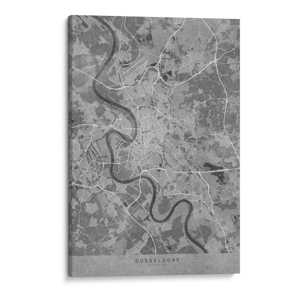 Mapa vintage gris de Dusseldorf Alemania - Rosana Laiz Blursbyai | Cuadro decorativo de Canvas Lab