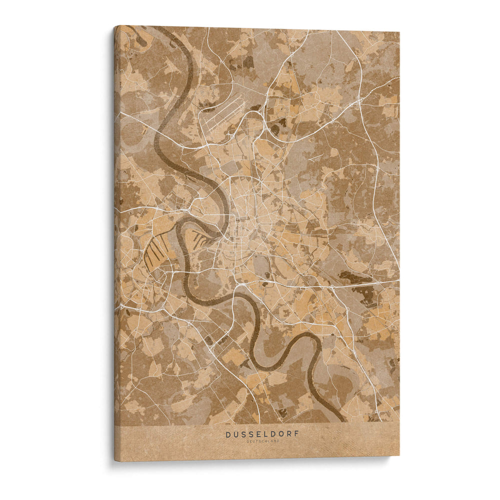 Mapa vintage sepia de Dusseldorf Alemania - Rosana Laiz Blursbyai | Cuadro decorativo de Canvas Lab