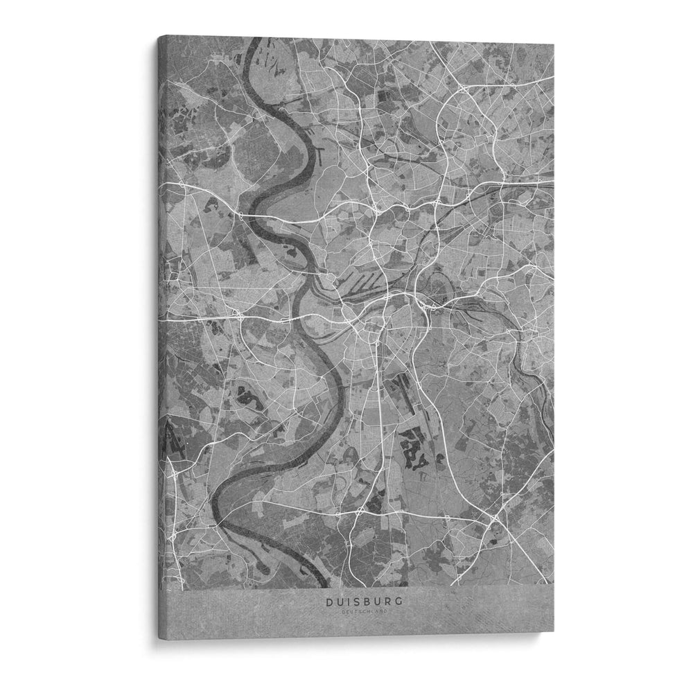 Mapa vintage gris de Duisburg Alemania - Rosana Laiz Blursbyai | Cuadro decorativo de Canvas Lab