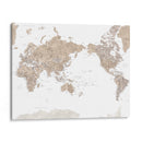Mapa mundial centrado en el Pacífico con ciudades Abey - Rosana Laiz Blursbyai | Cuadro decorativo de Canvas Lab