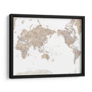 Mapa mundial centrado en el Pacífico con ciudades Abey - Rosana Laiz Blursbyai | Cuadro decorativo de Canvas Lab