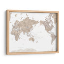 Mapa mundial centrado en el Pacífico con ciudades Abey - Rosana Laiz Blursbyai | Cuadro decorativo de Canvas Lab