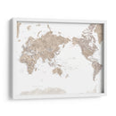 Mapa mundial centrado en el Pacífico con ciudades Abey - Rosana Laiz Blursbyai | Cuadro decorativo de Canvas Lab