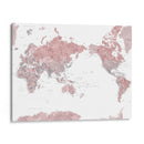 Mapa mundial centrado en el Pacífico con ciudades Piper - Rosana Laiz Blursbyai | Cuadro decorativo de Canvas Lab