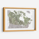 Mapa detallado de Canadá en acuarela verde - Rosana Laiz Blursbyai | Cuadro decorativo de Canvas Lab