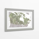 Mapa detallado de Canadá en acuarela verde - Rosana Laiz Blursbyai | Cuadro decorativo de Canvas Lab