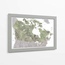 Mapa detallado de Canadá en acuarela verde - Rosana Laiz Blursbyai | Cuadro decorativo de Canvas Lab