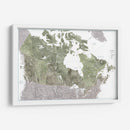 Mapa detallado de Canadá en acuarela verde - Rosana Laiz Blursbyai | Cuadro decorativo de Canvas Lab