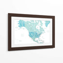 Mapa de América del Norte en acuarela aguamarina - Rosana Laiz Blursbyai | Cuadro decorativo de Canvas Lab