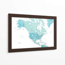 Mapa de América del Norte en acuarela aguamarina - Rosana Laiz Blursbyai | Cuadro decorativo de Canvas Lab