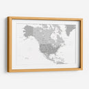 Mapa gris de América del Norte con ciudades - Rosana Laiz Blursbyai | Cuadro decorativo de Canvas Lab