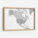 Mapa gris de América del Norte con ciudades - Rosana Laiz Blursbyai | Cuadro decorativo de Canvas Lab