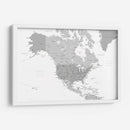Mapa gris de América del Norte con ciudades - Rosana Laiz Blursbyai | Cuadro decorativo de Canvas Lab