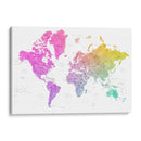 Mapa mundial en acuarela con países Leo - Rosana Laiz Blursbyai | Cuadro decorativo de Canvas Lab