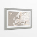 Mapa de Europa con alto detalle en neutrales - Rosana Laiz Blursbyai | Cuadro decorativo de Canvas Lab