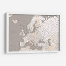 Mapa de Europa con alto detalle en neutrales - Rosana Laiz Blursbyai | Cuadro decorativo de Canvas Lab