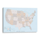 United States - Mapa aislado con estados y capitales estatales - Rosana Laiz Blursbyai | Cuadro decorativo de Canvas Lab