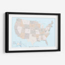 United States - Mapa aislado con estados y capitales estatales - Rosana Laiz Blursbyai | Cuadro decorativo de Canvas Lab