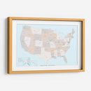 United States - Mapa aislado con estados y capitales estatales - Rosana Laiz Blursbyai | Cuadro decorativo de Canvas Lab