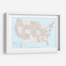 United States - Mapa aislado con estados y capitales estatales - Rosana Laiz Blursbyai | Cuadro decorativo de Canvas Lab