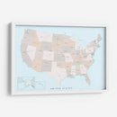 United States - Mapa aislado con estados y capitales estatales - Rosana Laiz Blursbyai | Cuadro decorativo de Canvas Lab