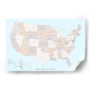 United States - Mapa aislado con estados y capitales estatales - Rosana Laiz Blursbyai | Cuadro decorativo de Canvas Lab