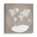 El mapa mundial en un círculo de color marrón apagado - Rosana Laiz Blursbyai | Cuadro decorativo de Canvas Lab