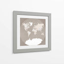 El mapa mundial en un círculo de color marrón apagado - Rosana Laiz Blursbyai | Cuadro decorativo de Canvas Lab
