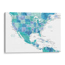 Mapa acuático de los Estados Unidos y el mar Caribe - Rosana Laiz Blursbyai | Cuadro decorativo de Canvas Lab