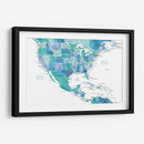Mapa acuático de los Estados Unidos y el mar Caribe - Rosana Laiz Blursbyai | Cuadro decorativo de Canvas Lab
