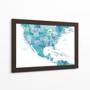 Mapa acuático de los Estados Unidos y el mar Caribe - Rosana Laiz Blursbyai | Cuadro decorativo de Canvas Lab