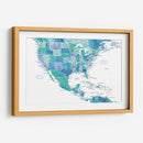 Mapa acuático de los Estados Unidos y el mar Caribe - Rosana Laiz Blursbyai | Cuadro decorativo de Canvas Lab