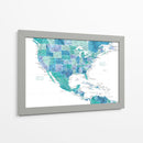 Mapa acuático de los Estados Unidos y el mar Caribe - Rosana Laiz Blursbyai | Cuadro decorativo de Canvas Lab