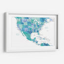 Mapa acuático de los Estados Unidos y el mar Caribe - Rosana Laiz Blursbyai | Cuadro decorativo de Canvas Lab