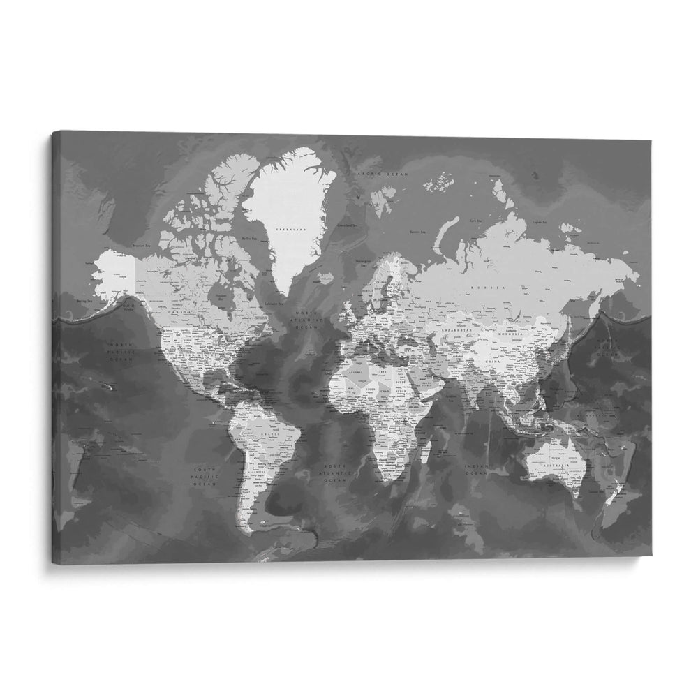 Mapa mundial detallado con ciudades Patwin - Rosana Laiz Blursbyai | Cuadro decorativo de Canvas Lab