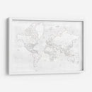 Mapa mundial detallado con ciudades blancas Maeli - Rosana Laiz Blursbyai | Cuadro decorativo de Canvas Lab