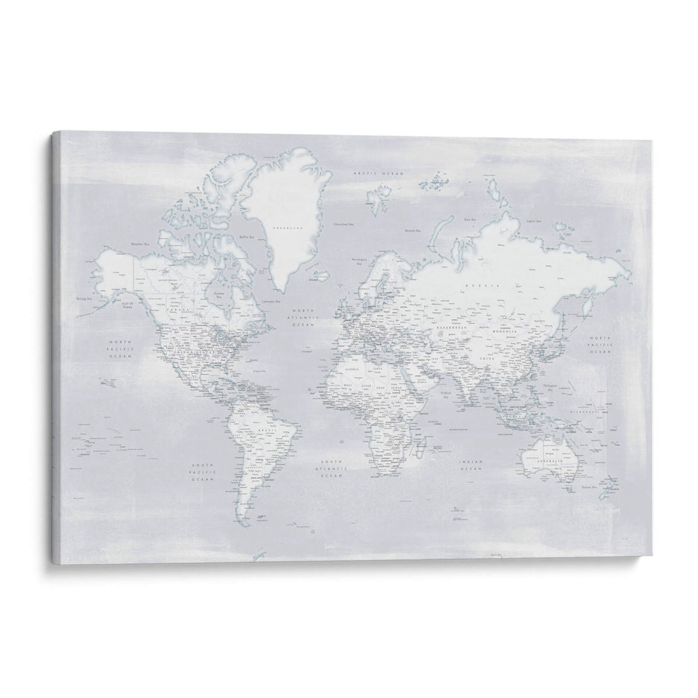 Mapa mundial detallado con ciudades frías de Maeli - Rosana Laiz Blursbyai | Cuadro decorativo de Canvas Lab