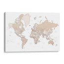 Mapa mundial detallado con ciudades Louie - Rosana Laiz Blursbyai | Cuadro decorativo de Canvas Lab