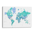 Mapa mundial detallado con ciudades aguas del Caribe - Rosana Laiz Blursbyai | Cuadro decorativo de Canvas Lab
