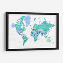 Mapa mundial detallado con ciudades aguas del Caribe - Rosana Laiz Blursbyai | Cuadro decorativo de Canvas Lab