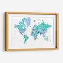 Mapa mundial detallado con ciudades aguas del Caribe - Rosana Laiz Blursbyai | Cuadro decorativo de Canvas Lab