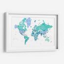 Mapa mundial detallado con ciudades aguas del Caribe - Rosana Laiz Blursbyai | Cuadro decorativo de Canvas Lab