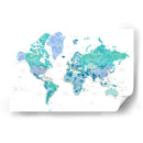 Mapa mundial detallado con ciudades aguas del Caribe - Rosana Laiz Blursbyai | Cuadro decorativo de Canvas Lab