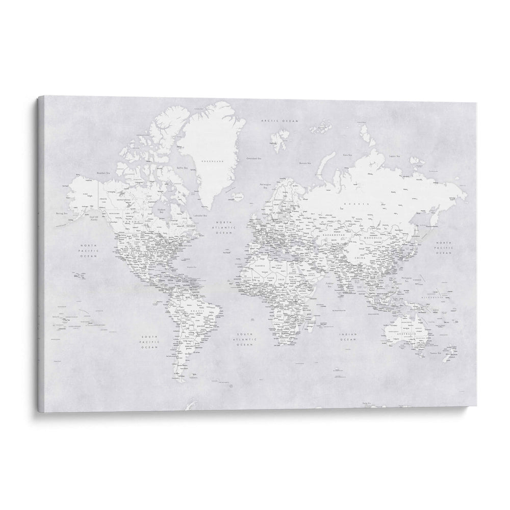 Mapa mundial detallado con ciudades Siv - Rosana Laiz Blursbyai | Cuadro decorativo de Canvas Lab