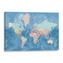 Mapa mundial detallado con ciudades Vickie - Rosana Laiz Blursbyai | Cuadro decorativo de Canvas Lab