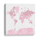Mapa mundial de acuarela rosa con países delineados Melit - Rosana Laiz Blursbyai | Cuadro decorativo de Canvas Lab