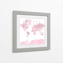Mapa mundial de acuarela rosa con países delineados Melit - Rosana Laiz Blursbyai | Cuadro decorativo de Canvas Lab