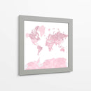 Mapa mundial de acuarela rosa con países delineados Melit - Rosana Laiz Blursbyai | Cuadro decorativo de Canvas Lab